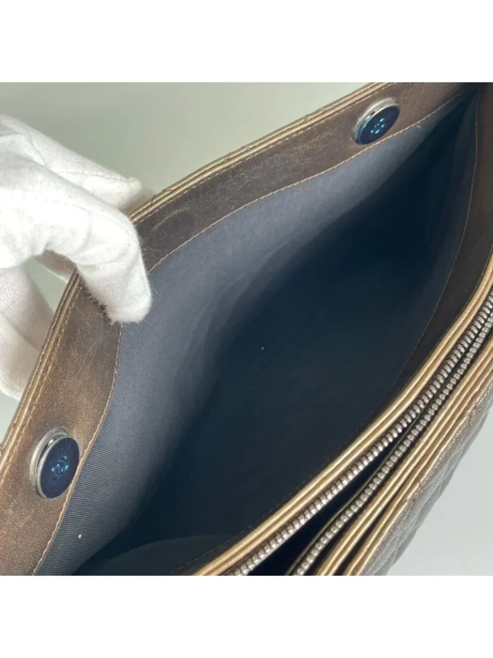 Chanel Quilted Tote Caviar Leather Brown Silver - Picture 10 of 14